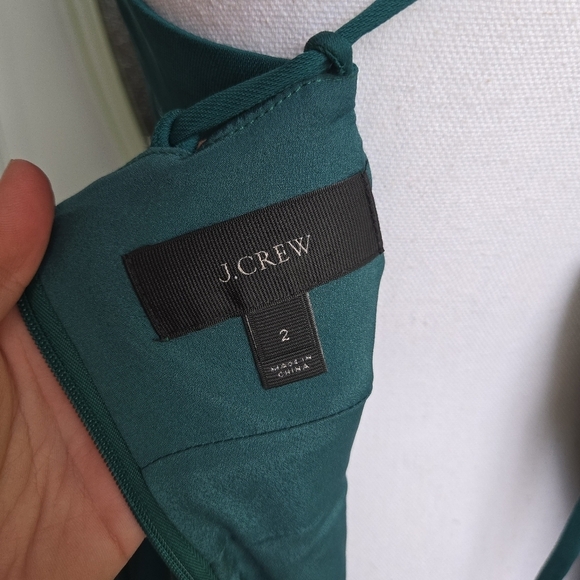 J Crew Drapey Spaghetti Strap Dress Green - Picture 4 of 9